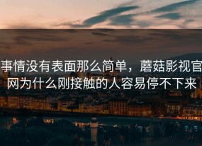 事情没有表面那么简单，蘑菇影视官网为什么刚接触的人容易停不下来